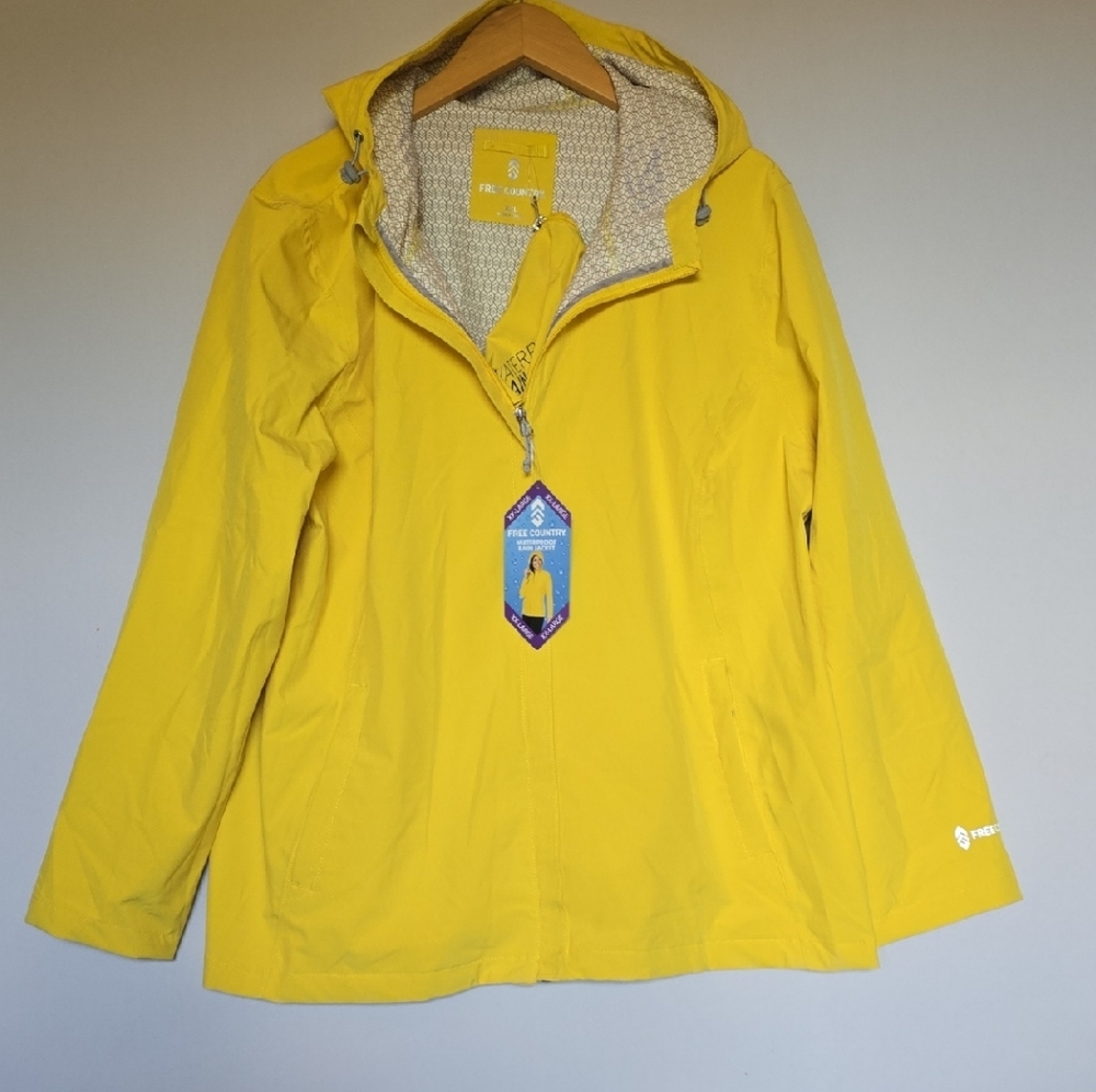 Free Country Vibrant Yellow Women's Hooded Rain Jacket XXL